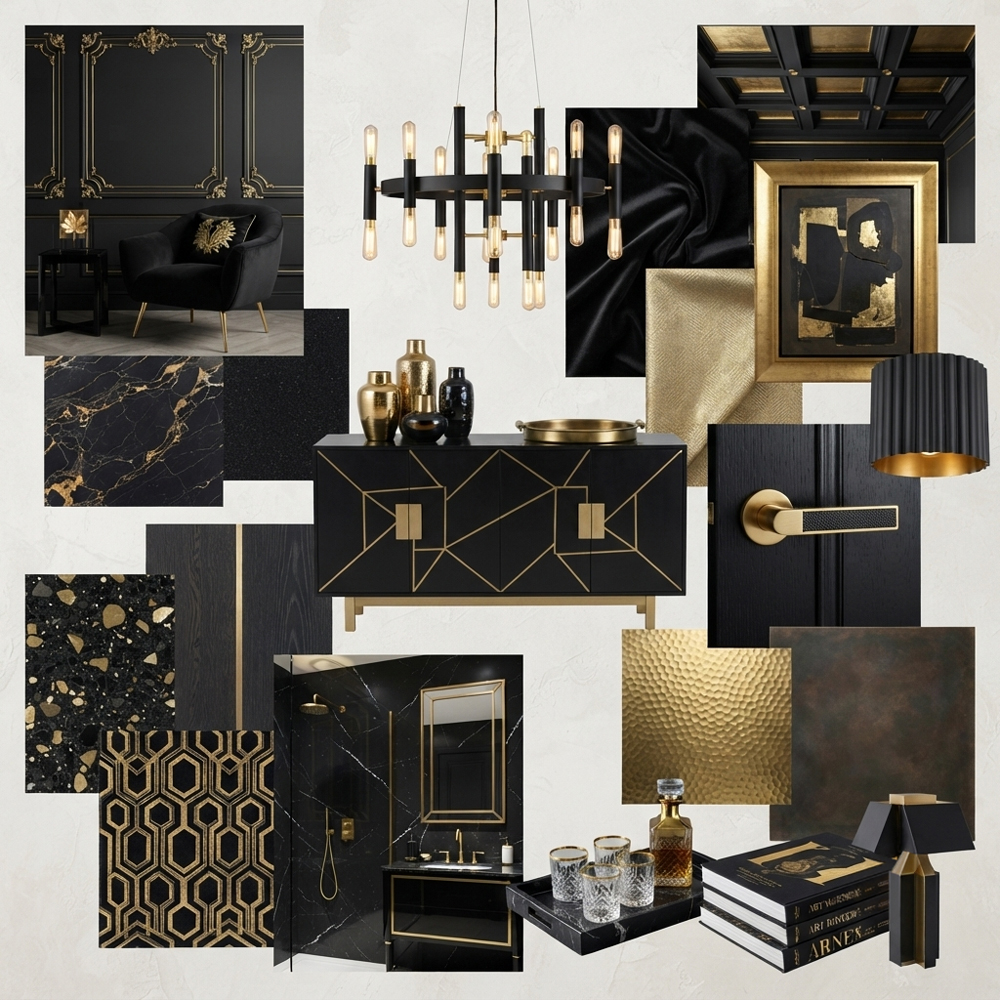 Black & Gold interior design theme — Color Themes