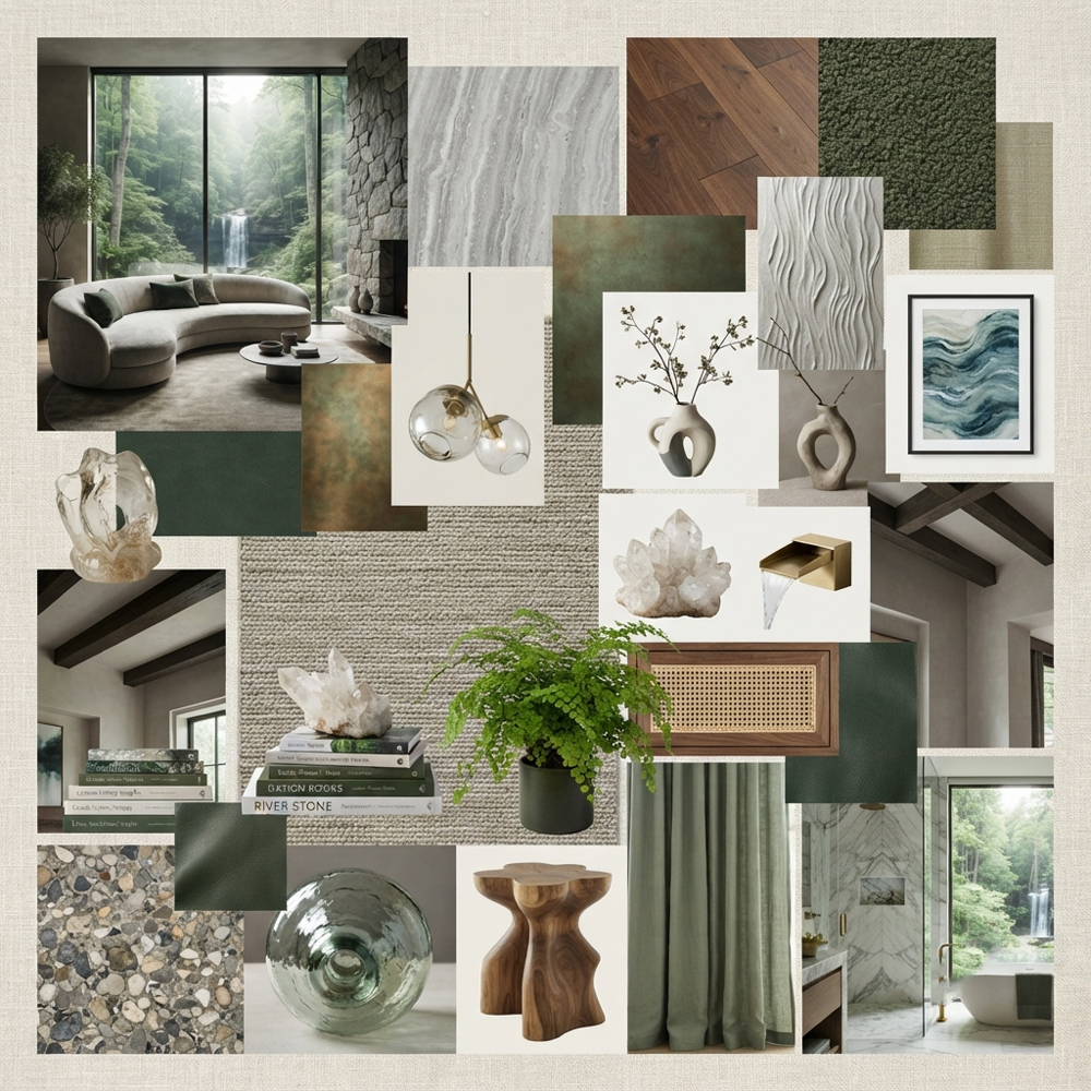 Waterfall Retreat interior design theme — Nature Themes